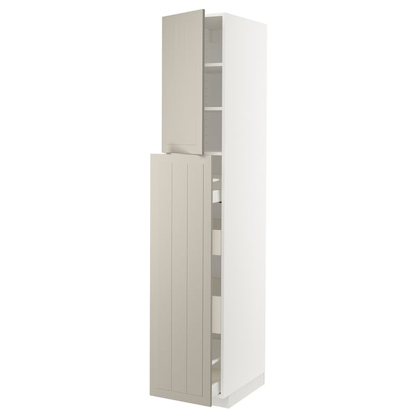 METOD / MAXIMERA Hc w p-o func 4drw/1dr/2shlv, white/Stensund beige, 40x60x220 cm