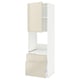 METOD / MAXIMERA Hi cab f ov w dr/2 frnt/1 m/1 h drw, white/Voxtorp high-gloss light beige, 60x60x200 cm
