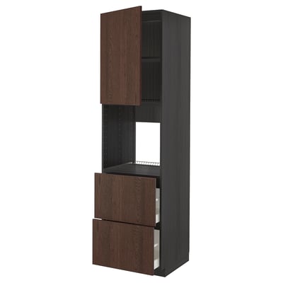 METOD / MAXIMERA Hi cab f ov w dr/2 frnts/2 hi drwrs, black/Sinarp brown, 60x60x220 cm