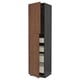METOD / MAXIMERA Hi cab w 2 doors/4 drawers, black Enköping/brown walnut effect, 60x60x240 cm