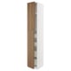 METOD / MAXIMERA Hi cab w 2 doors/4 drawers, white/Tistorp brown walnut effect, 40x60x240 cm