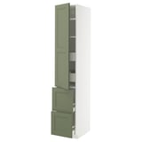 METOD / MAXIMERA Hi cab w shlvs/4 drawers/dr/2 frnts, white/Axstad grey-green, 40x60x220 cm