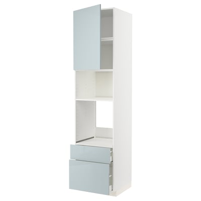 METOD / MAXIMERA High cab f oven/micro w dr/2 drwrs, white/Kallarp light grey-blue, 60x60x240 cm