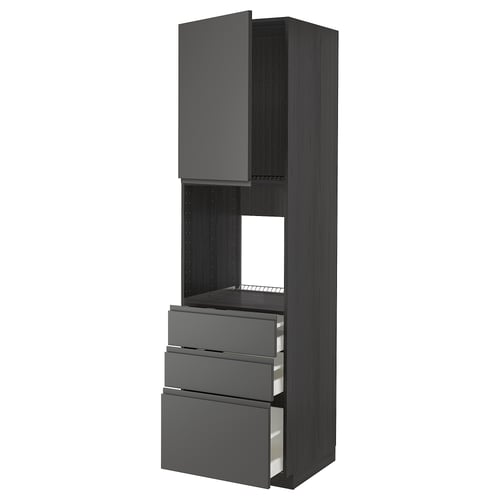 METOD kitchen unit in dark grey with modern design; includes cabinets with drawers and shelves.