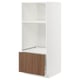 METOD / MAXIMERA High cab for oven/micro w drawer, white/Tistorp brown walnut effect, 60x60x140 cm