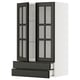 METOD / MAXIMERA Wall cab w 2 glass doors/2 drawers, white/Bodbyn black, 60x100 cm