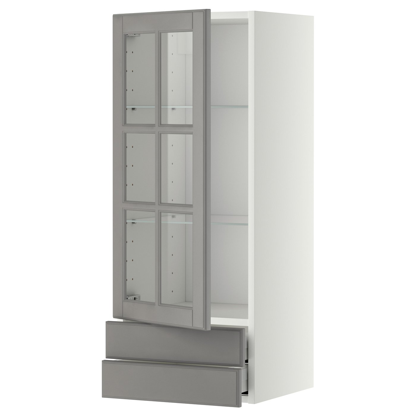 Metod Maximera Wall Cabinet W Glass Door 2 Drawers White