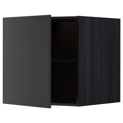 METOD Top cabinet for fridge/freezer, black/Nickebo matt anthracite, 60x60 cm