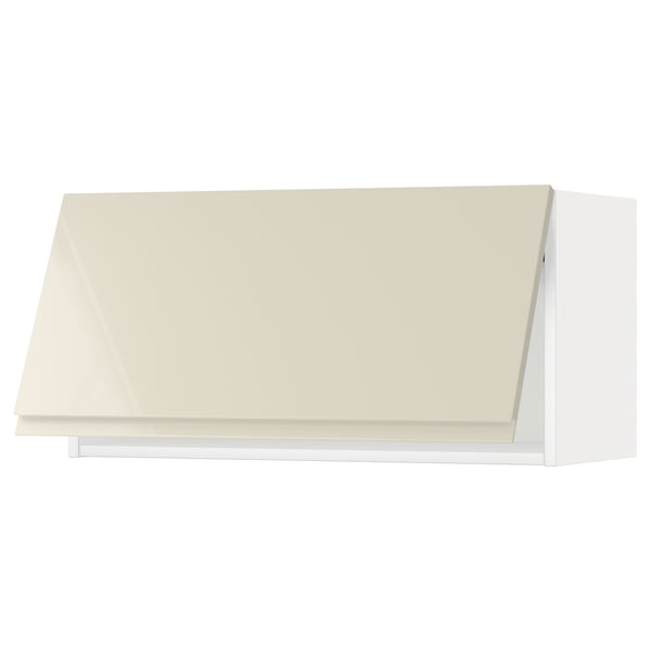 METOD Wall cabinet horizontal w push-open, white/Voxtorp high-gloss light beige, 80x40 cm