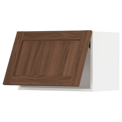 METOD Wall cabinet horizontal, white Enköping/brown walnut effect, 60x40 cm