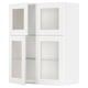 White METOD kitchen cabinet with glass doors and adjustable shelf, classic design.