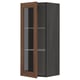 METOD Wall cabinet w shelves/glass door, black Enköping/brown walnut effect, 40x100 cm