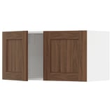 METOD Wall cabinet with 2 doors, white Enköping/brown walnut effect, 80x40 cm