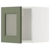 METOD Wall cabinet with glass door, white/Axstad grey-green, 40x40 cm