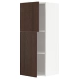 METOD Wall cabinet with shelves/2 doors, white/Sinarp brown, 40x100 cm