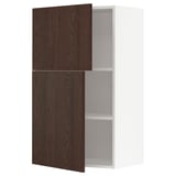 METOD Wall cabinet with shelves/2 doors, white/Sinarp brown, 60x100 cm