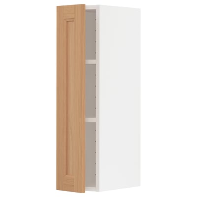 METOD Wall cabinet with shelves, white/Vedhamn oak, 20x80 cm