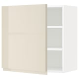 METOD Wall cabinet with shelves, white/Voxtorp high-gloss light beige, 60x60 cm