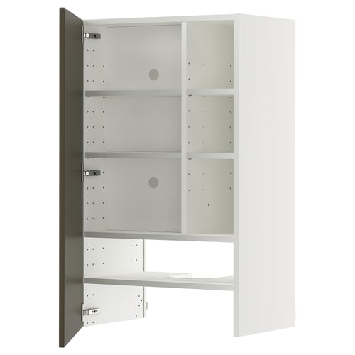 An ikea METOD kitchen cabinet in white with shelves.