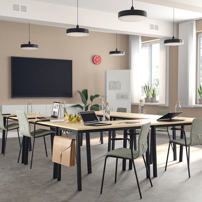 MITTZON Conference table, birch veneer/black, 120x68x75 cm