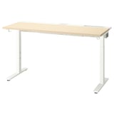 MITTZON Desk, birch veneer/white, 140x60 cm