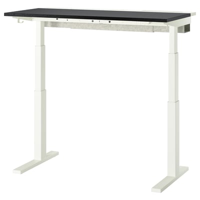 MITTZON Desk sit/stand, electric black stained ash veneer/white, 120x60 cm