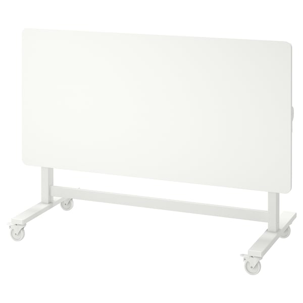 MITTZON Foldable table with castors, white, 140x70 cm