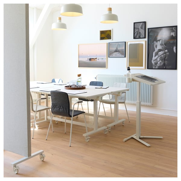 MITTZON Foldable table with castors, white, 140x70 cm