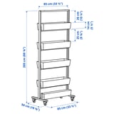 MITTZON Frame w castors/container/cable box, white, 85x205 cm
