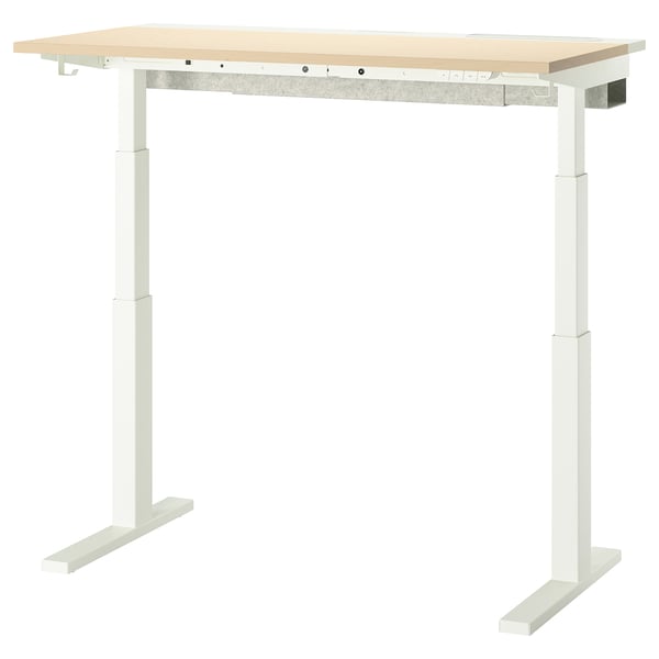 MITTZON desk, light beige, adjustable height, rectangular top, four legs.