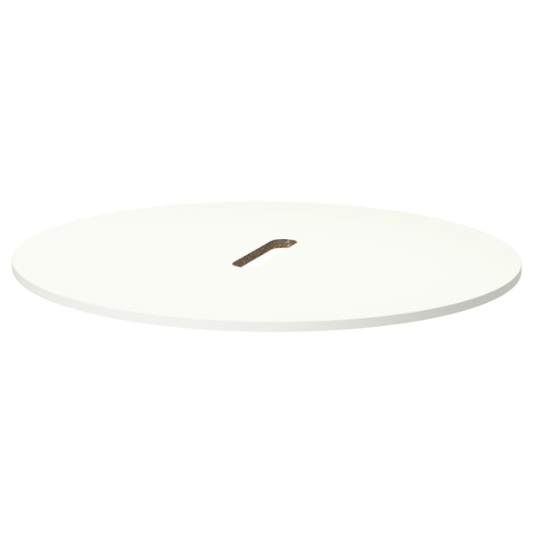 MITTZON round white office table, durable melamine surface, easy to clean.