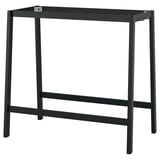 A mitzzon black metal standing desk with rectangular top and straightforward design.