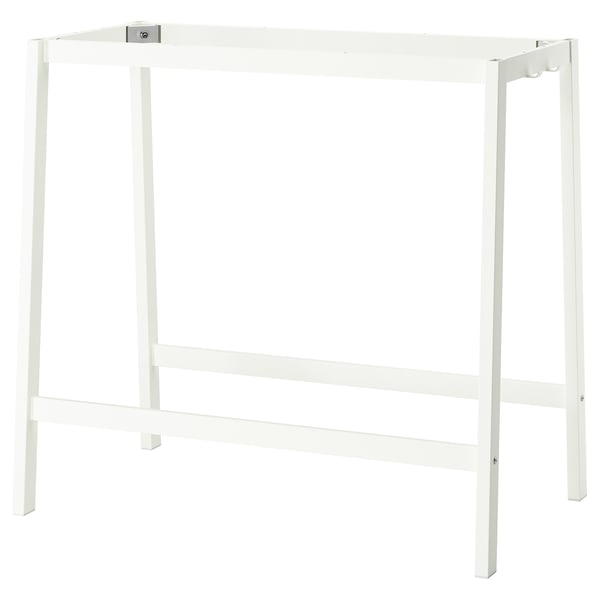 A white MITTZON metal table frame with square legs, simple design.