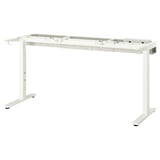 MITTZON white underframe, adjustable, steel & felt, rectangular, desk base with cable management.