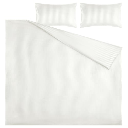 NATTJASMIN white stripe bedding set - soft cotton & lyocell duvet & pillowcases