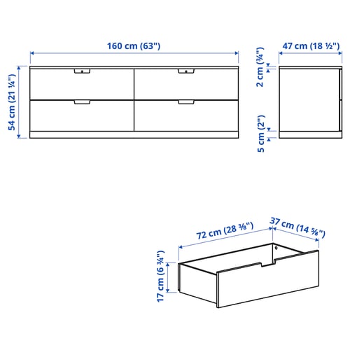 Illustration with measurements for the product: NORDLI.