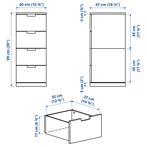 Illustration with measurements for the product: NORDLI.