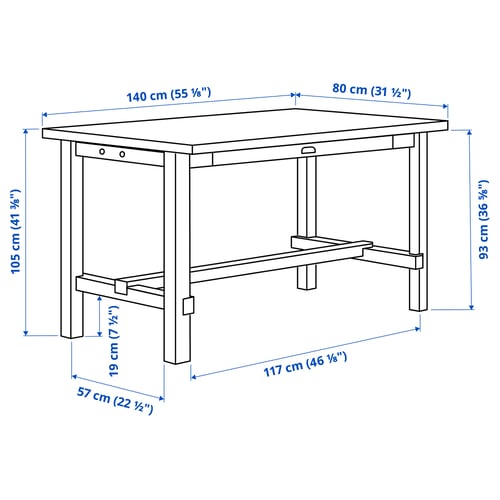 Illustration with measurements for the product: NORDVIKEN.