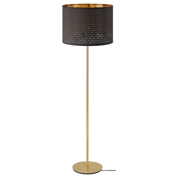 NYMÖ / SKAFTET Floor lamp, black brass/brass