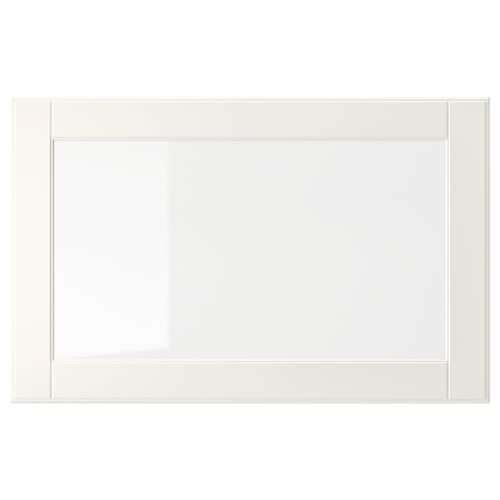 White OSTVIK cabinet with glass door, carved details, right/left mount.