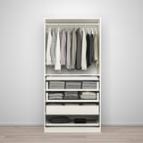 PAX / BERGSBO Wardrobe combination, white/frosted glass white, 100x60x201 cm