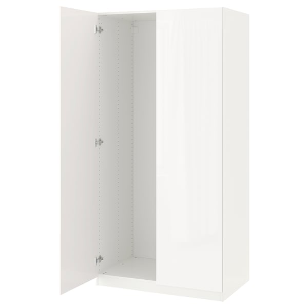 PAX / FARDAL Wardrobe combination, white/high-gloss/white, 100x38x201 cm