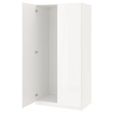 PAX / FARDAL Wardrobe combination, white/high-gloss/white, 100x38x201 cm