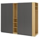 PAX / FORSAND Wardrobe combination, dark grey dark grey/oak effect, 255x60x201 cm