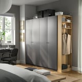 PAX / FORSAND Wardrobe combination, dark grey dark grey/oak effect, 220x60x201 cm