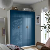 PAX / FYRUDDEN Wardrobe combination, white/blue, 150x60x201 cm