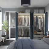 PAX / FYRUDDEN Wardrobe combination, white/blue, 200x60x201 cm