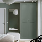 PAX / GRIMO Wardrobe combination, white/grey-green, 100x60x236 cm