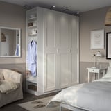 PAX / GRIMO Wardrobe combination, white white/white, 170x60x236 cm