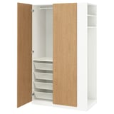 PAX / STORKLINTA Wardrobe combination, white oak effect/white, 120x60x201 cm